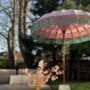 Hand Painted Pink And Green Fringed Garden Parasol, thumbnail 1 of 4