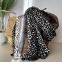 Leopard Print Border Scarf In Grey And Brown, thumbnail 1 of 2