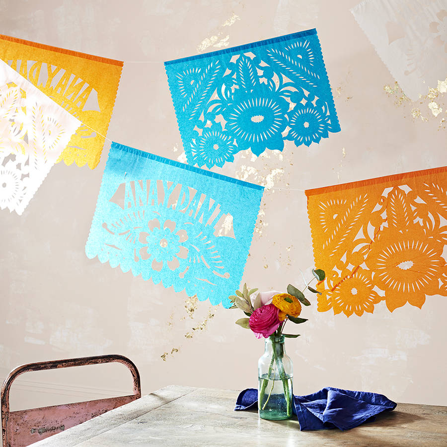 Personalised Wedding Bunting From Mexico Eight Packs By Chilpa Personalised Wedding Bunting From Mexico Eight Packs