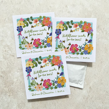 10 X Colourful Floral Wildflower Seed Packet Wedding Favours, 6 of 10
