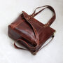 Leather Font Pocket Tote Bag, Brown, thumbnail 3 of 5