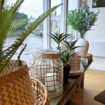 Large Bamboo And Glass Hanging Candle Lantern, 3 of 7