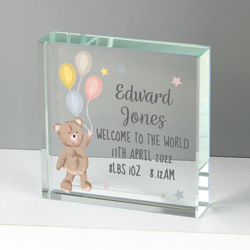 Teddy And Balloons Nursery Personalised Crystal Token, 2 of 5