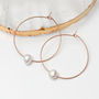 18ct Rose Gold Plated And Pearl Hoop Earrings, thumbnail 2 of 6
