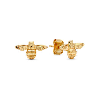 Queen Bumble Bee 18k Gold Plated Stud Earrings, 7 of 8
