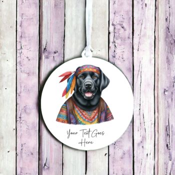 Personalised Black Labrador Hippie Dog Decoration, 2 of 2