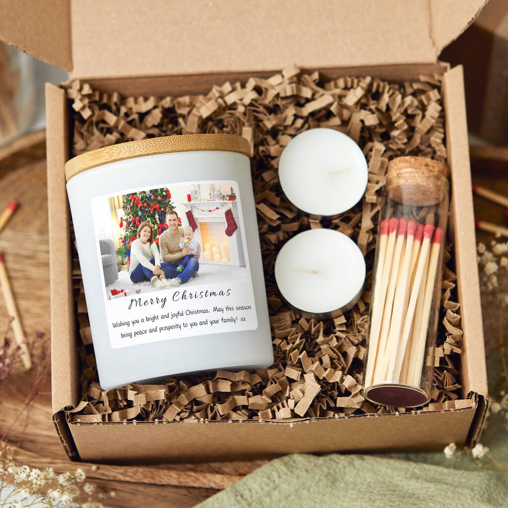 Personalised Christmas Photo Candle Gift, Custom Festive Present, 1 of 9