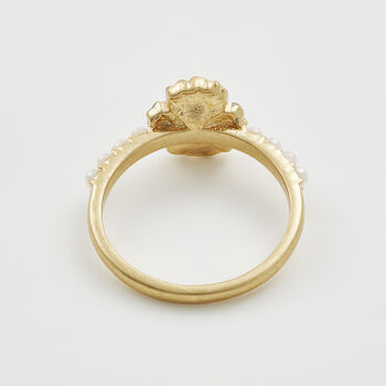 Gold Pansy And Pearl Ring, 3 of 8