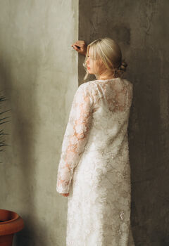 Long Sleeved Wedding Dress Cover | Lace Kimono Cape, 5 of 10
