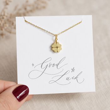 Gold Plated Four Leaf Clover Necklace, 2 of 7