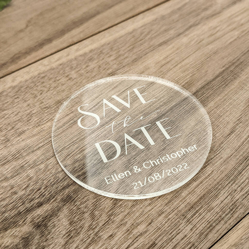 Personalised Acrylic Minimal Save The Date Hanging, 1 of 5