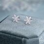 Small Snowflake Stud Earrings In Sterling Silver, thumbnail 1 of 12