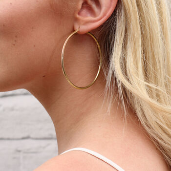 18ct Gold Plated Or Silver 70mm Hinged Hoop Earrings, 2 of 6