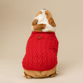 Plain Knitted Red Dog Jumper, 3 of 6