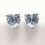 Blue Topaz Heart Sterling Silver Stud Gemstone Earrings, thumbnail 1 of 5