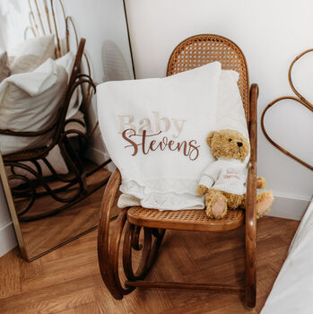 Personalised Knitted Classic Baby Blanket White, 3 of 3