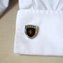 Ferrari Shield Cufflinks Luxury Car Gift For Men Black And Gold Design, thumbnail 1 of 6