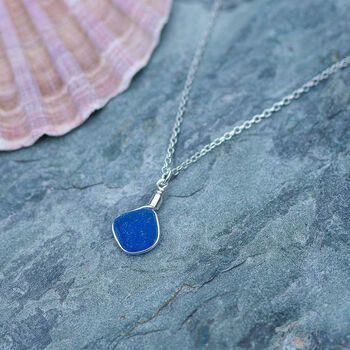 Cornish Sea Glass Pendant Rare Blue, 3 of 6