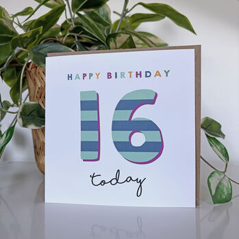 Candy Stripe 16th Birthday Card, 3 of 3