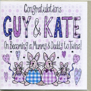New Mummy And Daddy To Twins Congratulations Card, 2 of 3