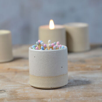Match Striker Pot With Matches In Off White, 3 of 8