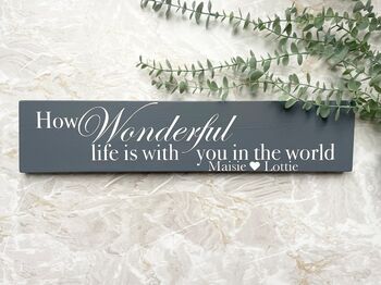 How Wonderful Life Is With You In The World Personalised Sign, 4 of 4