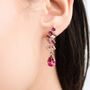 Pink Gemstone Drop Earrings In Sterling Silver And Gold, thumbnail 4 of 8