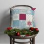 Christmas Blue Patchwork Cushion, thumbnail 1 of 7