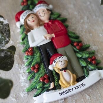 Personalised Couple With Dog Christmas Decoration, 3 of 7
