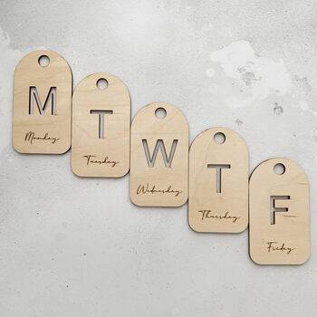 Wooden Five Days Of The Week Hanger Tags, 3 of 6