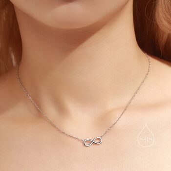 Sterling Silver Tiny Infinity Symbol Pendant Necklace, 2 of 11