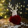 Wooden Reindeer Decoration With Red Woolly Scarf, thumbnail 2 of 3