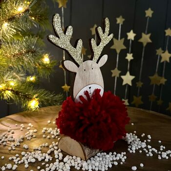 Wooden Reindeer Decoration With Red Woolly Scarf, 2 of 3