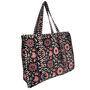 Black And Pink Flower Cotton Quilted Shoulder Bag With Zip, thumbnail 6 of 6