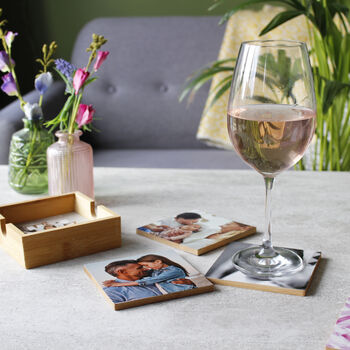 Set Of Bamboo Photo Coasters For Mum, 7 of 8