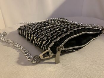 Upcycled Eco Fashion Shiny Crochet Ring Pulls Bag, 6 of 12