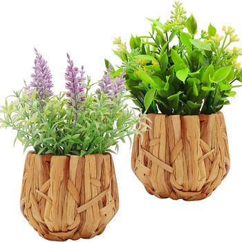 Pack Of Two Artificial Plants In Woven Basket, 6 of 7