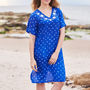 Blue Luxury Silk Embroidered Hand Dyed Dress, thumbnail 2 of 5