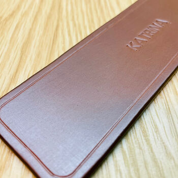 Personalised Hand Stamped Brown Leather Bookmark, 2 of 9