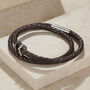 Men’s Silver And Leather Geometric Bracelet, thumbnail 1 of 6