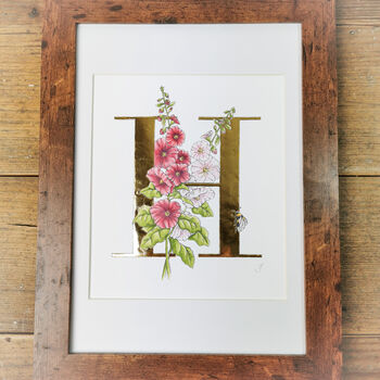 H Is For Hollyhocks Illuminated Print, 4 of 5