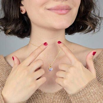 Alexandrite June Birthstone Love Heart Pendant Necklace, 4 of 4