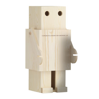 Personalised Robot Fsc Wooden Wine Box, 2 of 6