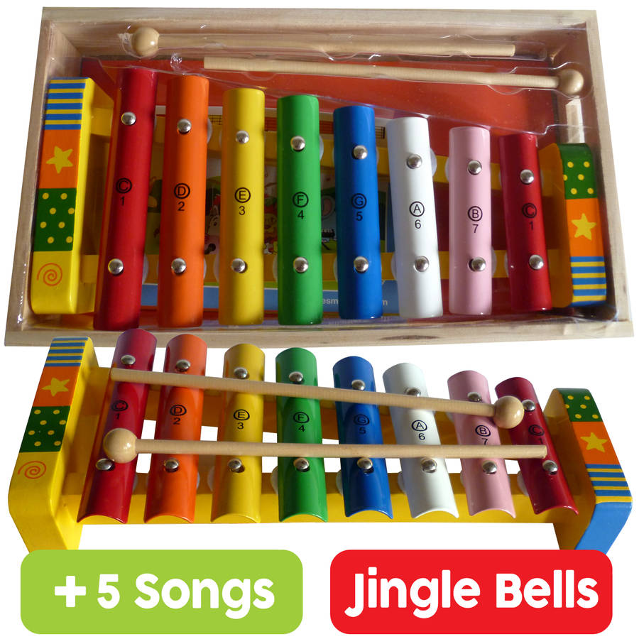 wooden musical set with xylophone and tambourine by bee smart ...