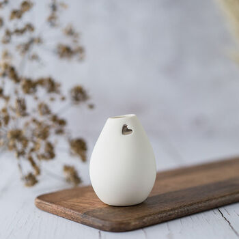 Porcelain Bud Vase With An Embossed Heart, 12 of 12