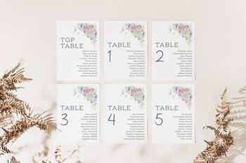 Wedding Seating Plan Cards Pink, Blue And White Florals, 2 of 6