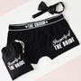 Personalised, Property Of The Bride, Groom Black Boxers, thumbnail 1 of 10