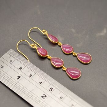 Red Ruby Drop Earrings: Silver Or Gold, July Birthstone Jewelry, 6 of 12