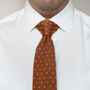 Men's Square End Knitted Tie With Dots | Caramel Brown, thumbnail 2 of 5