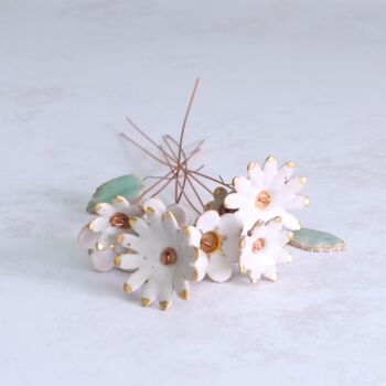 White And Gold Ceramic Flower Bouquet Large, 4 of 12